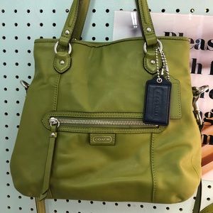 Coach green leather handbag